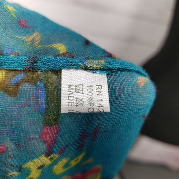 Womens Infinity Scarf Colorful Floral Flowers‎ Blue Pink Lightweight Wide - Picture 3 of 9